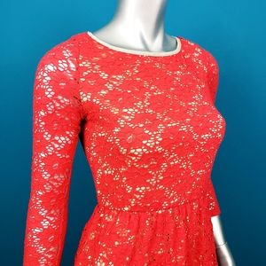 🌠 OPHELIA for FC // Scarlet Lace Mini Dress w/ Metallic Accents